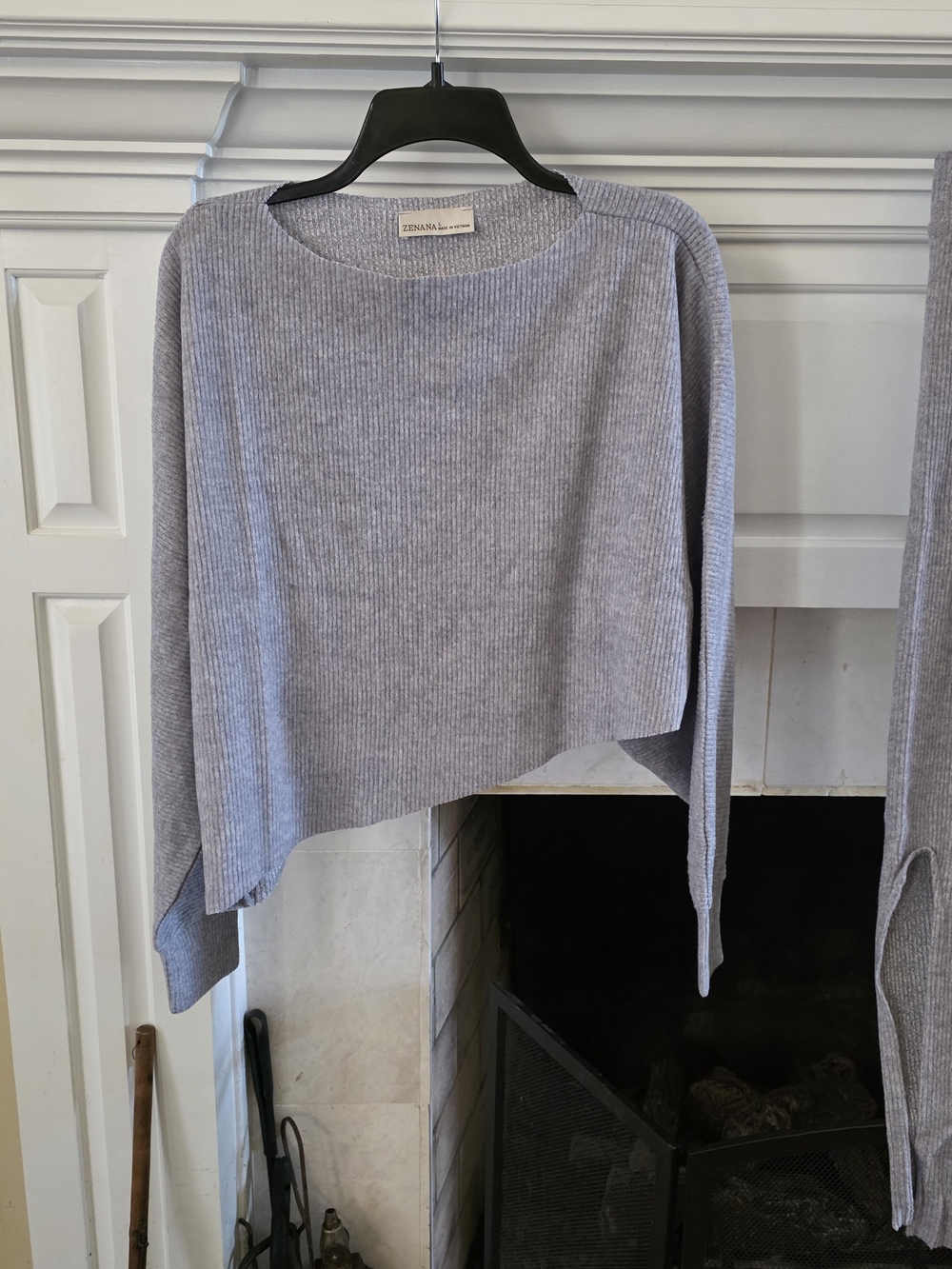 Zenana Outfitters Light Gray Cropped Ribbed Knit Sweater & Skirt Set - Picture 2 of 5